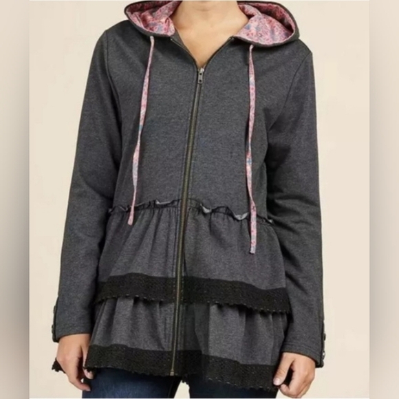 Matilda Jane Tops - Matilda Jane Wise and Wonderful Hoodie Gray Size Medium New!!